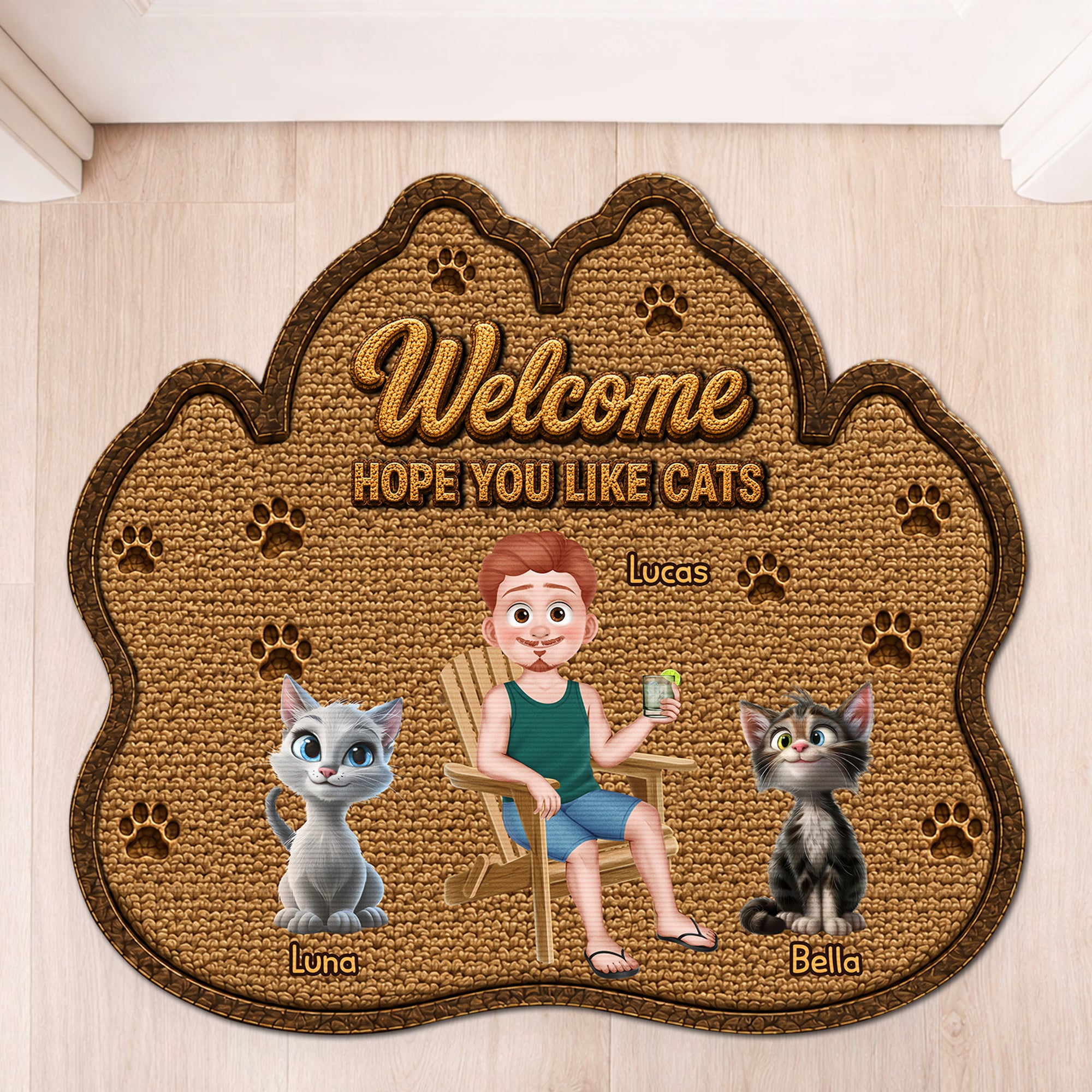 8616AUS1 custom shaped doormat personalized cat gifts for owners 8616adayrd