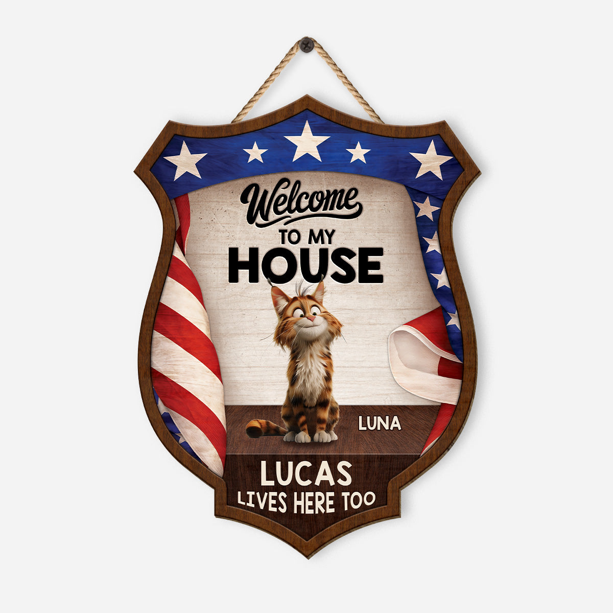 8657QUS1 3d printing effect custom wood signs 4th of july gifts for cat lovers 8657qslmd