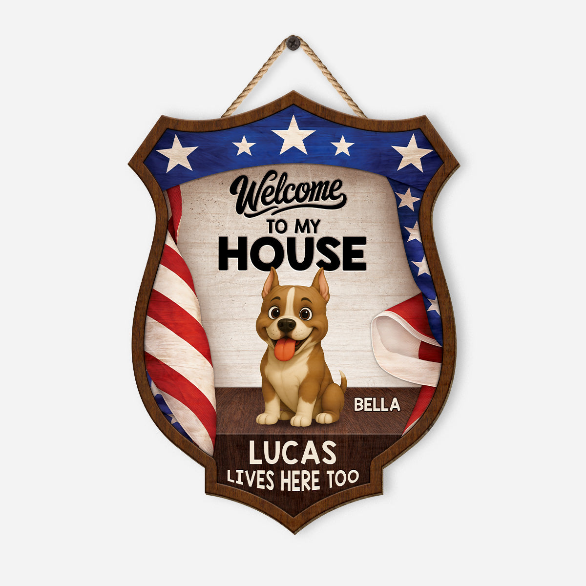 8657QUS1 3d printing effect custom wood signs 4th of july gifts for dog lovers 8657qslmc