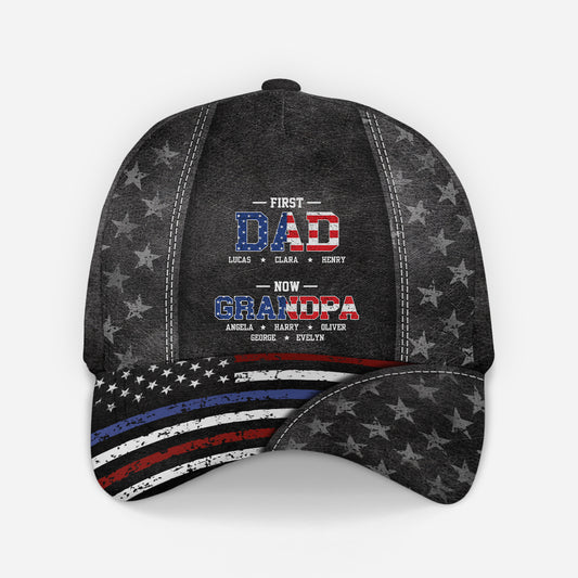 8658JUS1 first dad now grandpa hat personalized 4th of july gifts for dadmom 8658jspmb