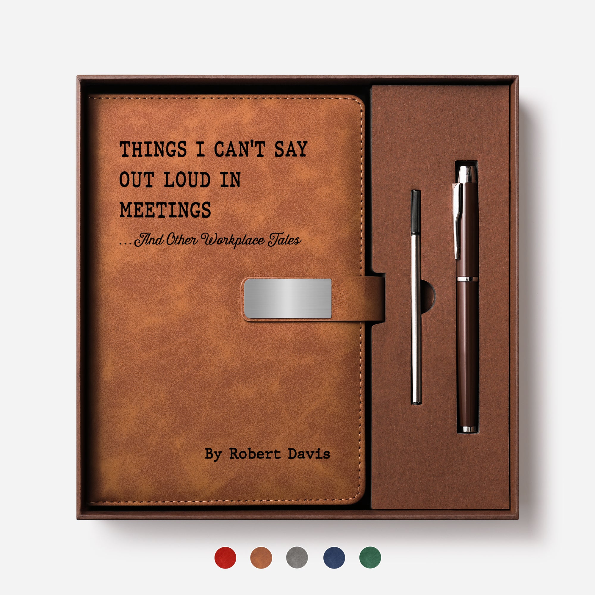 8712MUS1 leather notebook and pen set personalized office gifts for coworkers 8712moapno