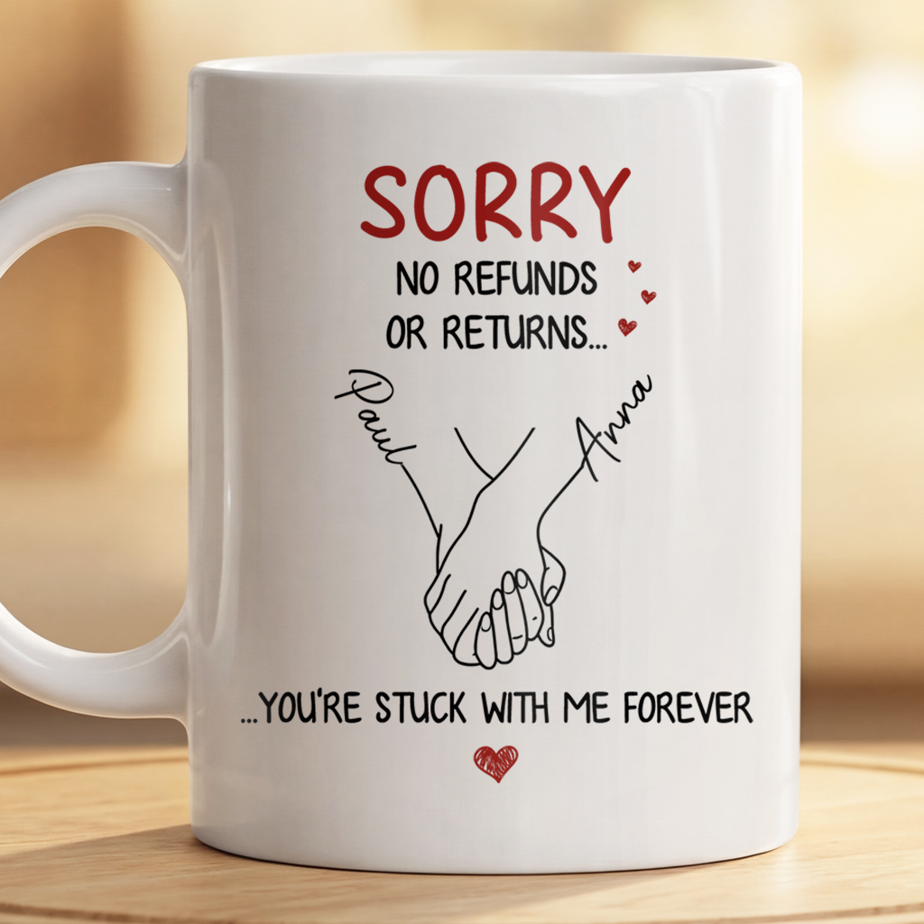 8767MUS2 youre stuck with me forever mug with names custom gifts for couples 8767mchcg