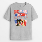 8835AUS2 red white and woof shirt personalized 4th of july gifts for dog lovers 8835ashzc