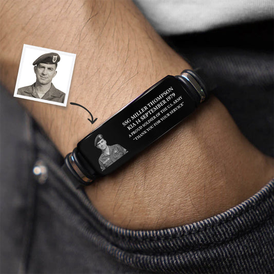 8921JUS2 military memorial bracelet with photo personalized 4th of july gift 8921jsp5b