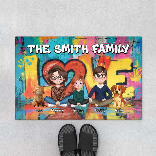 8926DUS1 personalized family doormat with pet gift for the whole family 8926d3vmf_1