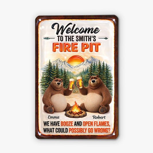 8958EUS1 metal welcome to the fire pit sign_ personalized camping gifts for couples 8958e6qrg