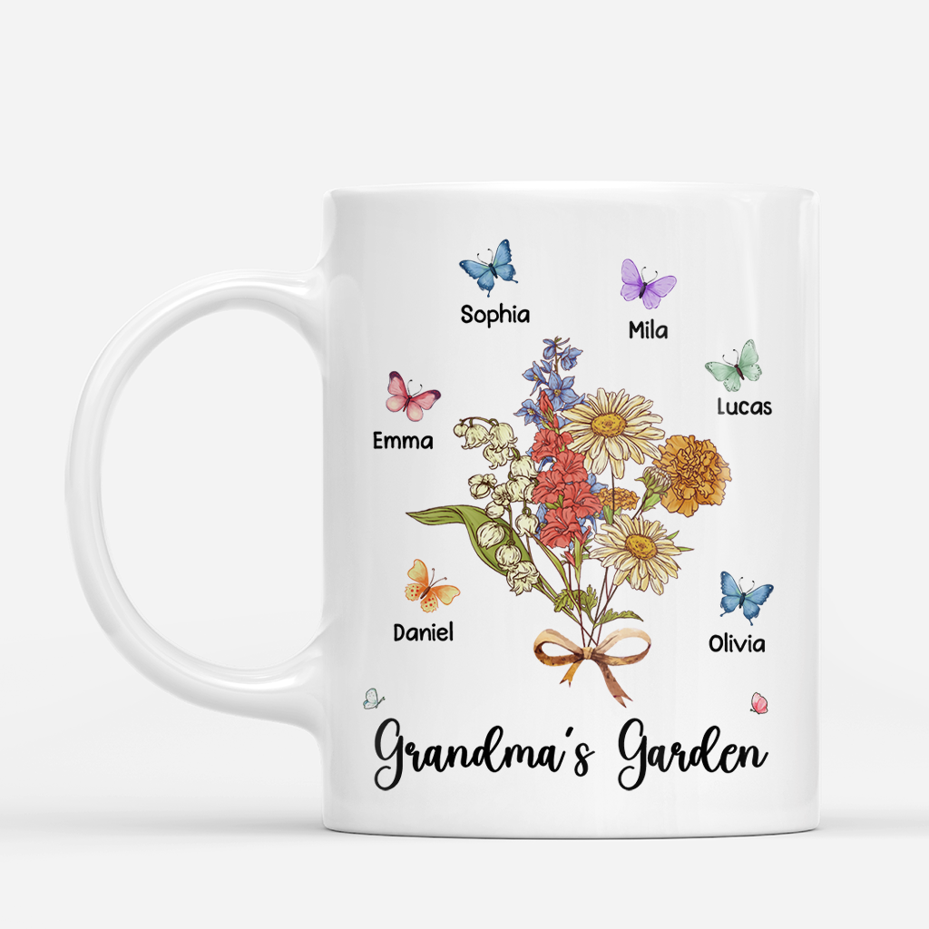 8995MUS2 grandmas garden mug with names personalized mugs for grandmamom 8995m8e1a