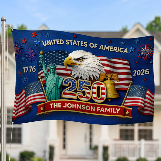 9014AUS1 america 250 flag with family name personalized 4th of july gifts 9014asneai