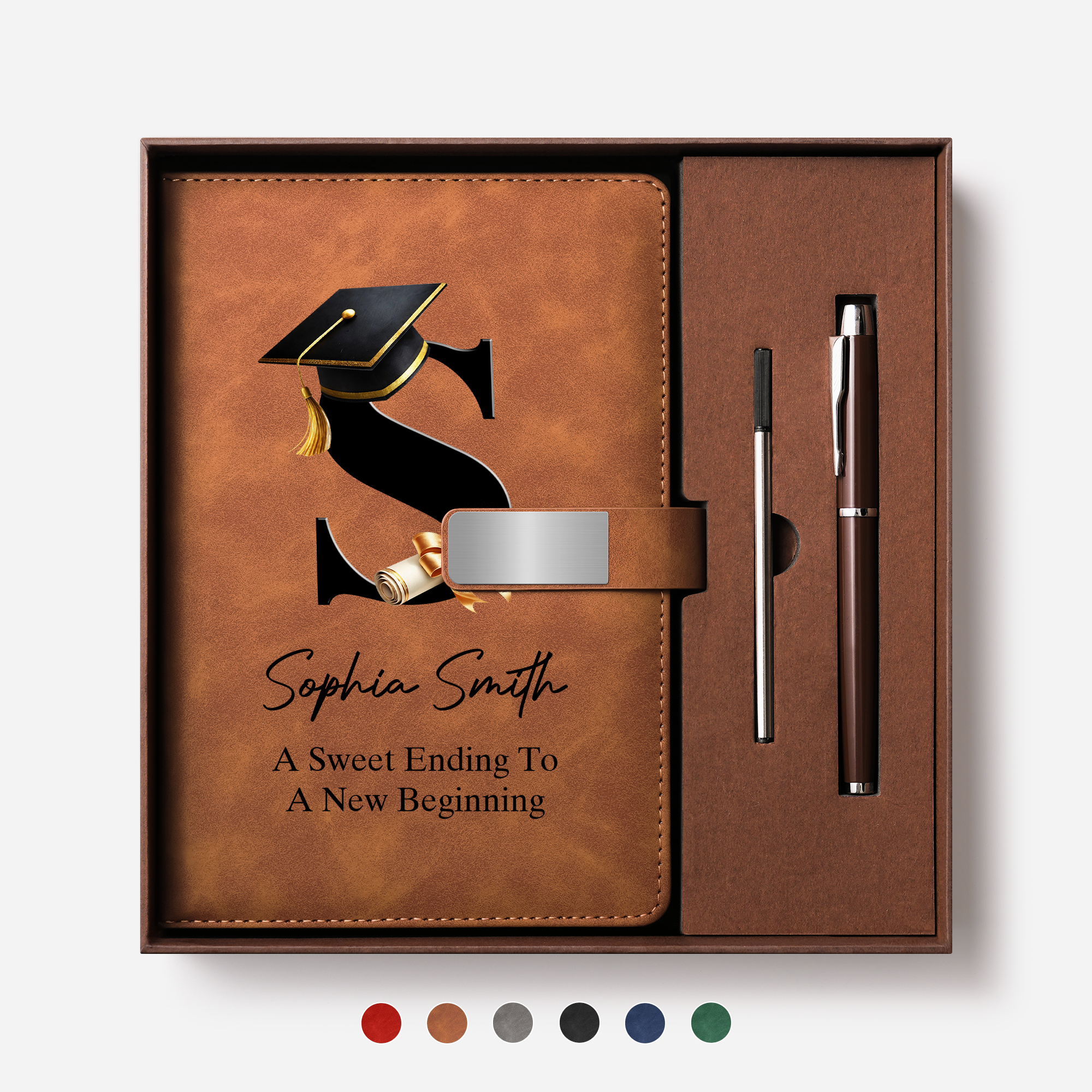 9077MUS1 leather notebook and pen set personalized graduation gifts 9077mo7ms