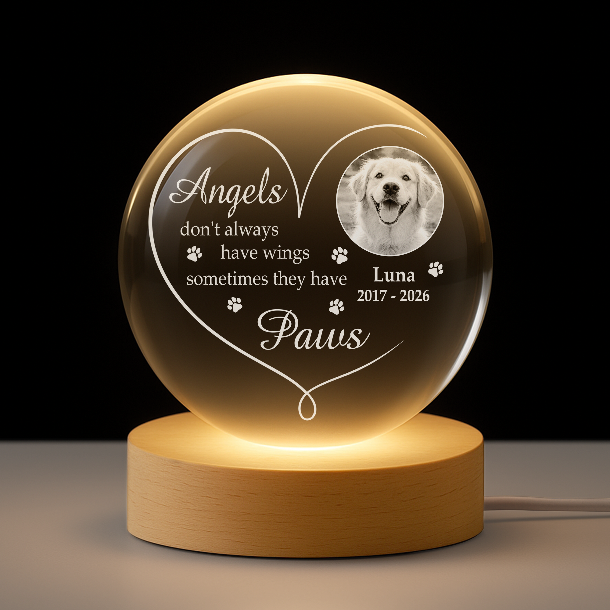 9127LUS1 angels with paws memorial photo crystall ball lamp personalized gifts for dogcat lovers 9127l3fpc_d00028d6 0750 48cb b77b cbfecbe2e18f