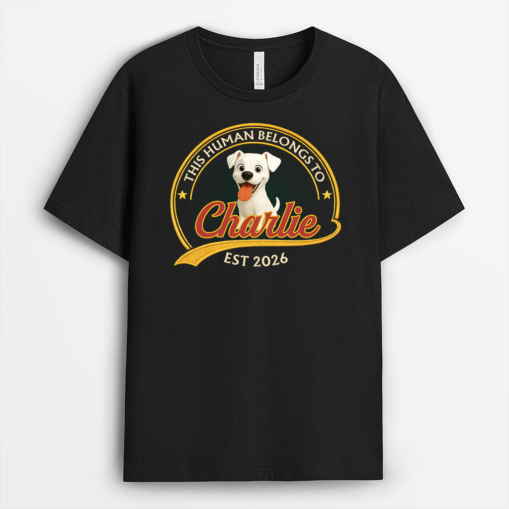 9203AUS1 this human belongs to dog t shirt personalized gifts for dog lovers 9203aaysc