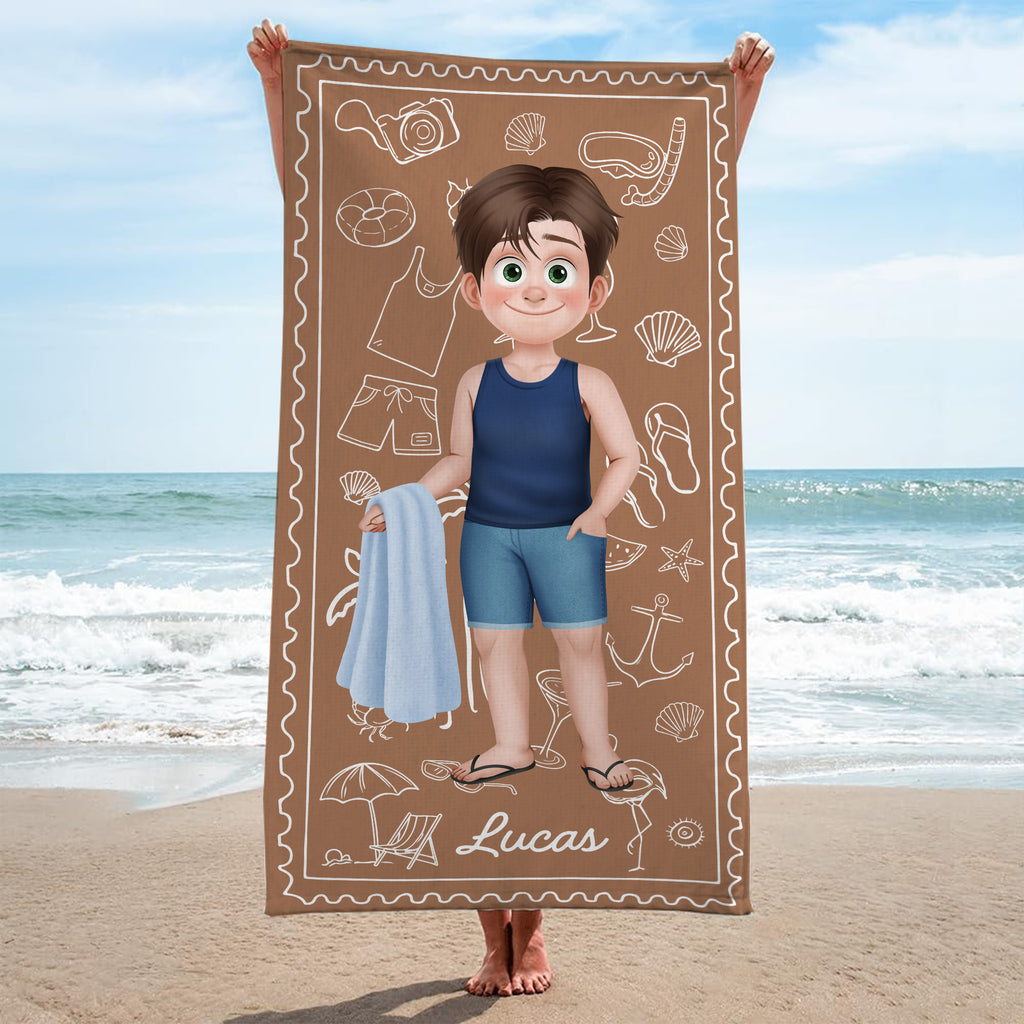 9242BUS2 custom kid name beach towel personalized gifts for himher 9242b6dza