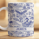 9252MUS2 america 250 blue toile mug personalized 4th of july gifts for family 9252mnqza