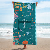 9262BUS2 sea beach towel with name personalized gifts for kids 9262bcckk