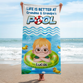9264BUS2 life is better at pool beach towel custom gifts for kids 9264bccbk