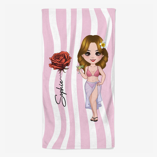 9268BUS1 striped beach towel personalized summer gifts for her 9268bspza