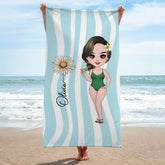 9268BUS2 striped beach towel personalized summer gifts for her 9268bspza