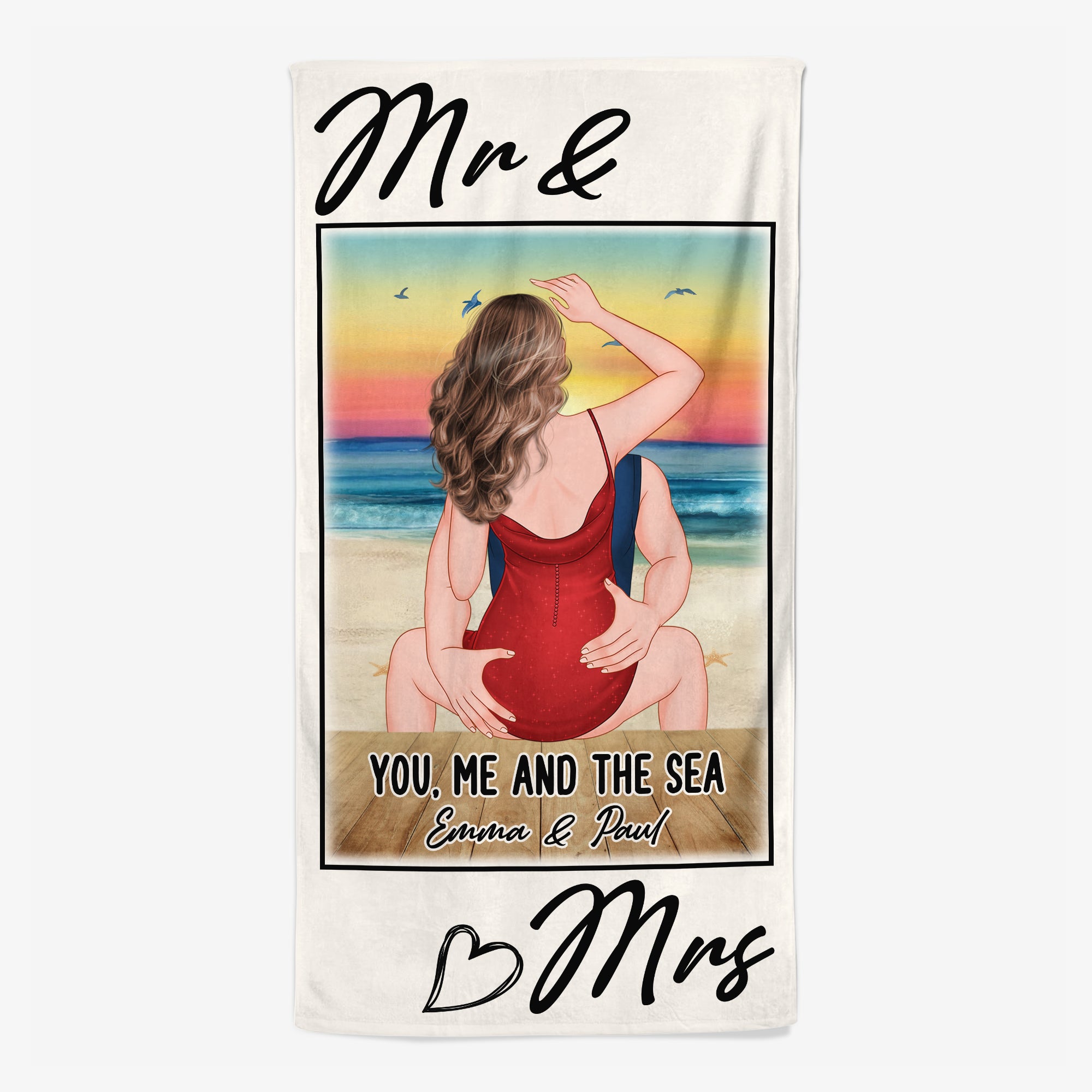 9281BUS1 mr mrs summer beach towel personalized gifts for couples 9281bnpog