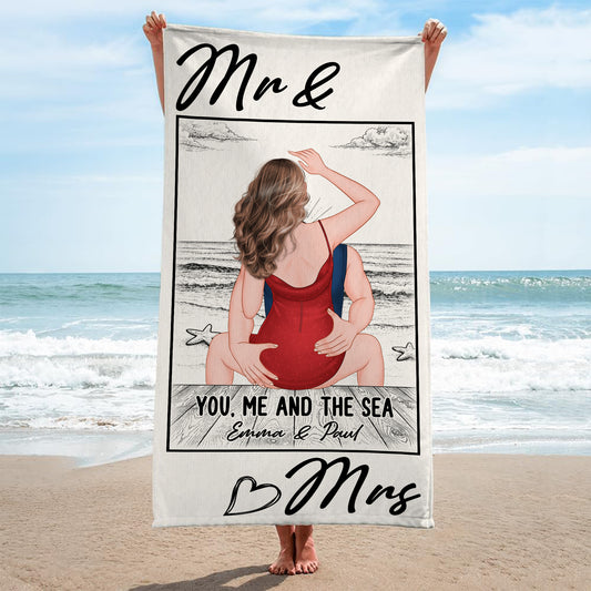 9281BUS2 mr mrs summer beach towel personalized gifts for couples 9281bnpog
