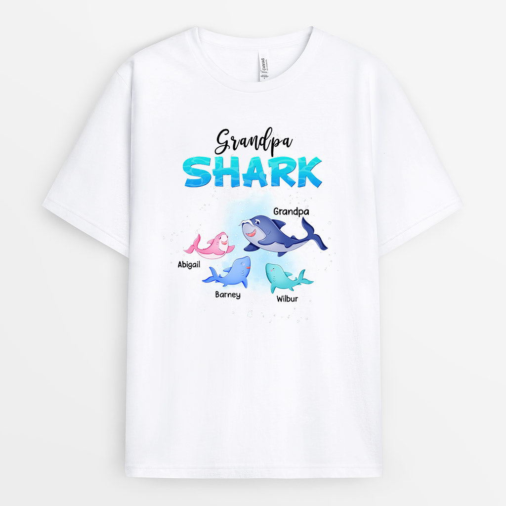 0153AUK1 Personalised T shirts gifts Shark Grandpa Dad Text_6ff126ac 23b4 4021 ab4a 18b50501798b