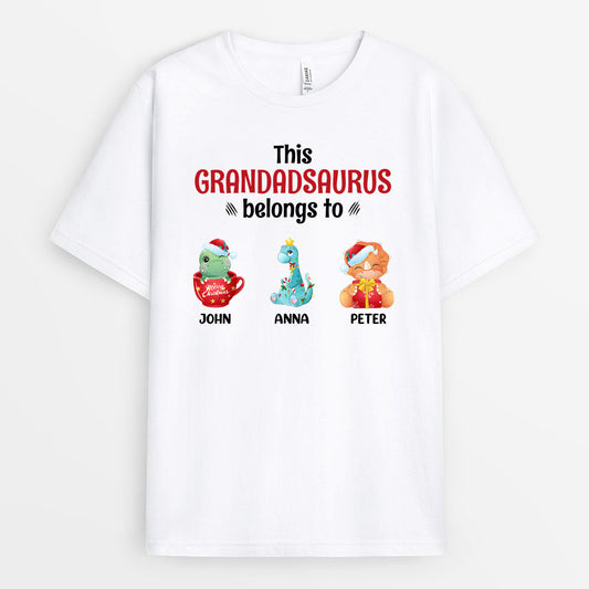 0666Auk1 Personalised T shirts Gifts Dinosaur Grandpa Dad