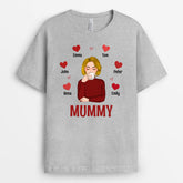 0744AUK2 Personalised T shirts Gifts Red Heart Grandma Mum Mothers Day