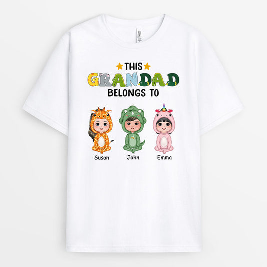 0792AUK1 Personalised T shirts Gifts Dinosaur Grandad Dad