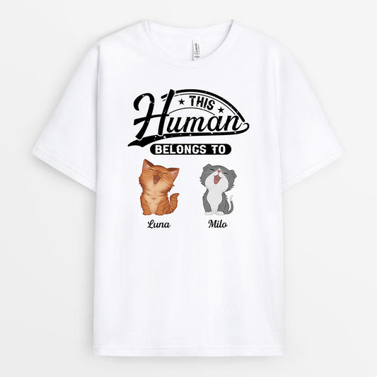 0843AUK1 Personalised T shirts Gifts Walking Cat Lovers