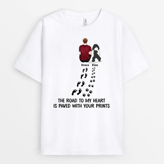0852AUK1 Personalised T shirts Gifts Pawprints Dog Lovers