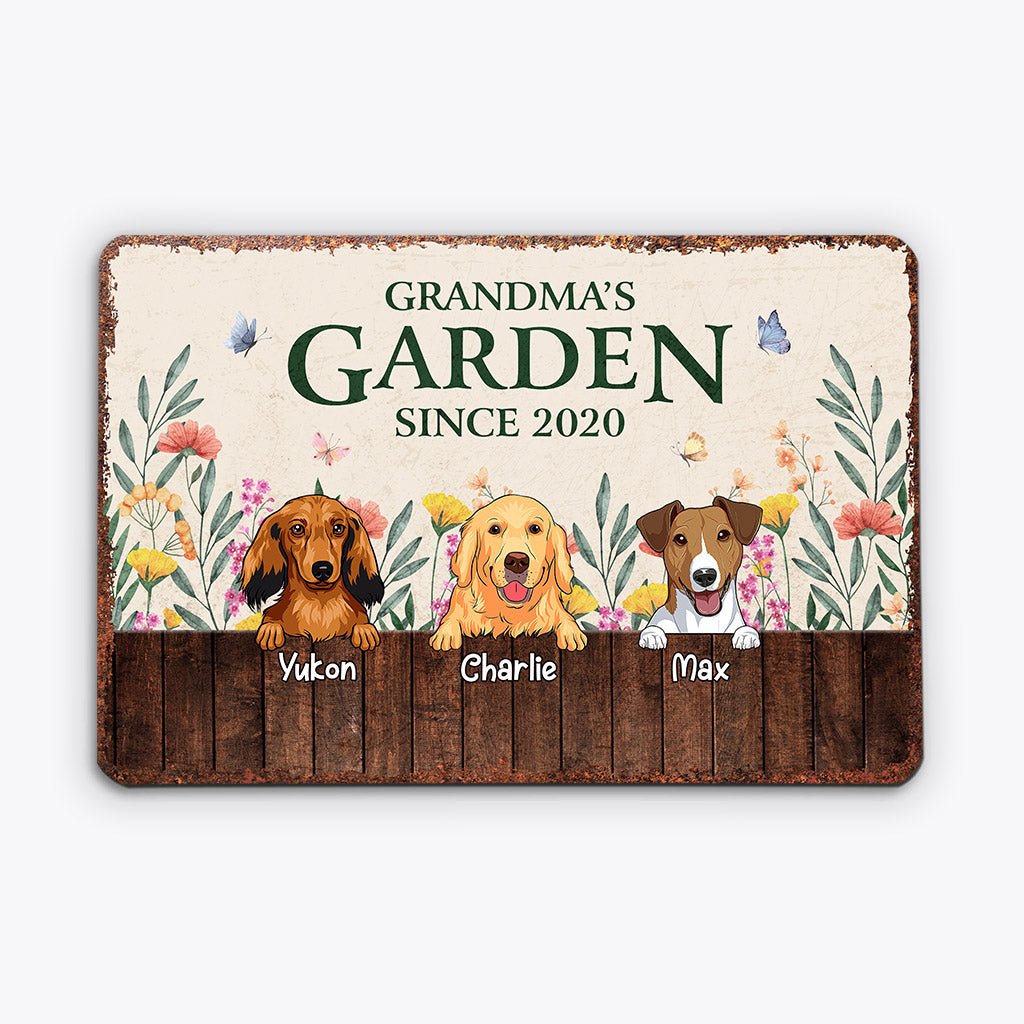 0887EUK2 Personalised Metal Sign Gifts Garden Grandma Mum