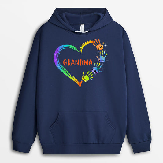 0064HUK1 Personalised Hoodie gifts Hand Grandma Mom Heart