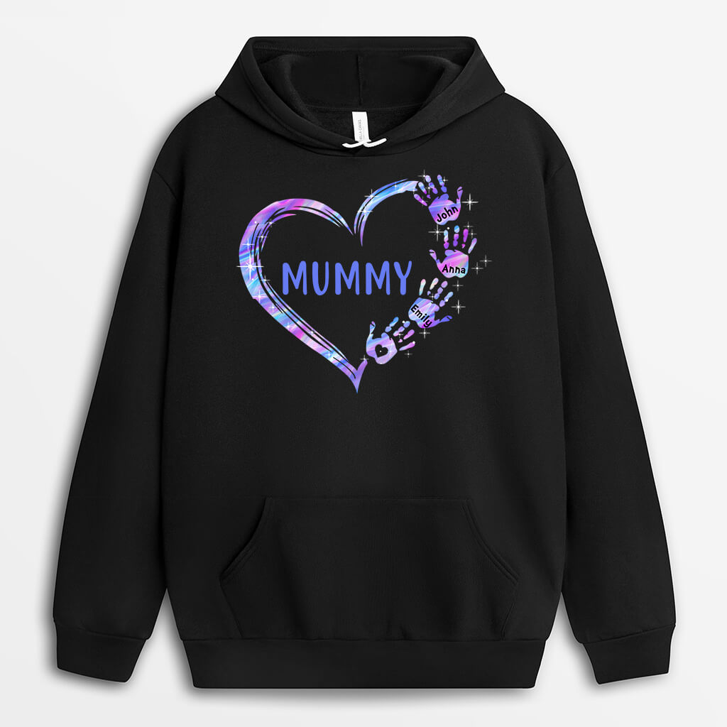 0064HUK2 Personalised Hoodie gifts Hand Grandma Mom Heart