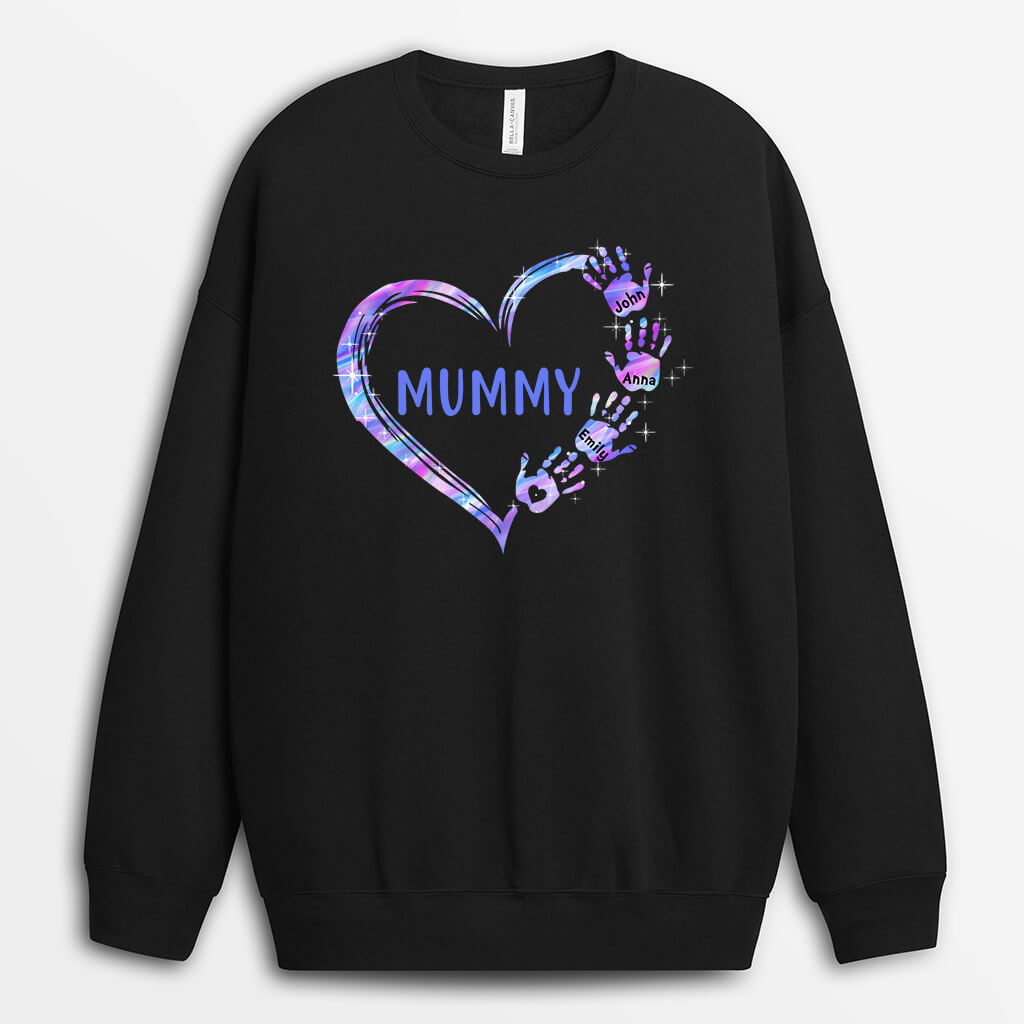 0064WUK2 Personalised Sweatshirt gifts Hand Grandma Mom Heart