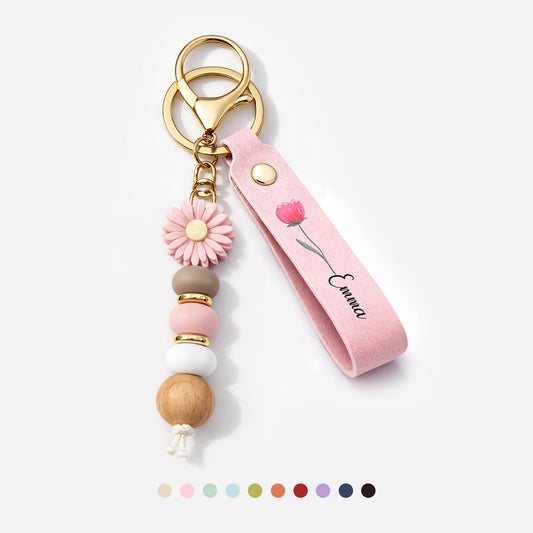 0065MUS1 custom uv printed daisy beaded keychain grandmas garden gifts 0065mjsp5a