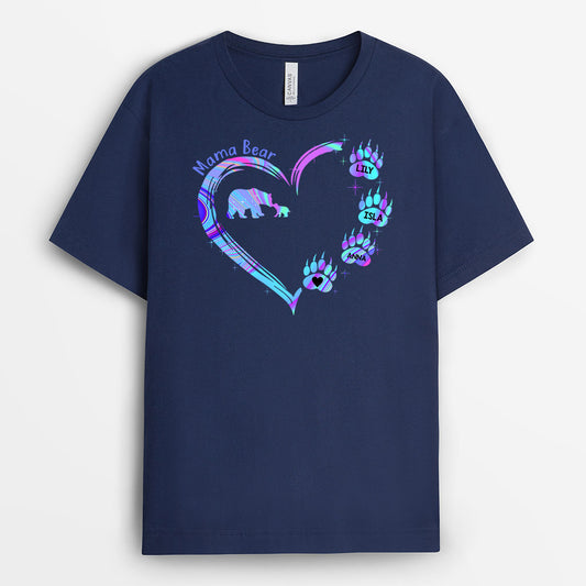 0133AUK2 Personalised T shirts presents Bear Grandma Mom Heart