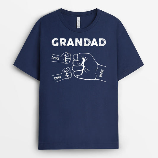 0263ADadGrandadKidFistBump PersonalisedGiftsBlackT shirtsforGrandadDad_2