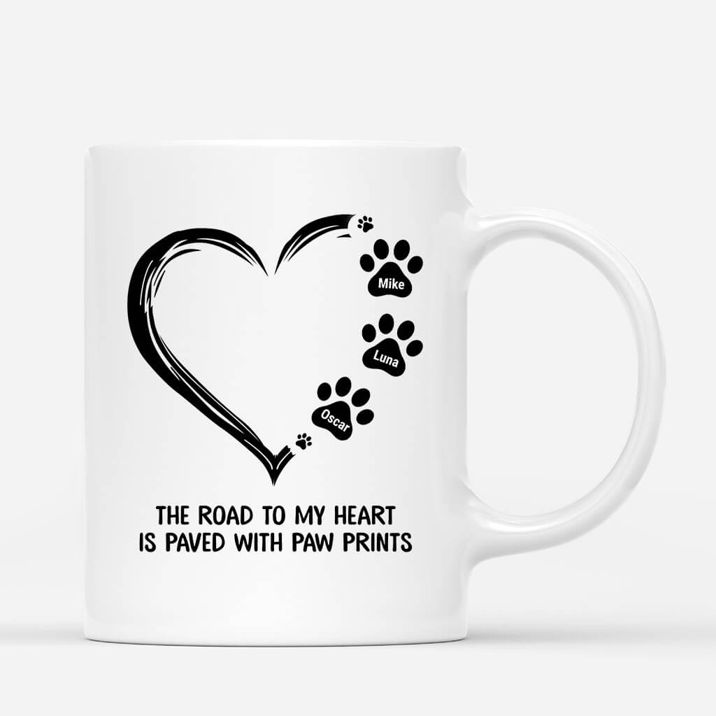 0362MUK1 Personalised T shirts gifts Pawprints Dog Lovers Heart