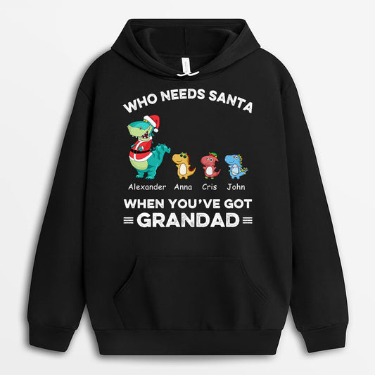 0583HUK2 Personalised Hoodie Gifts Dinosaur Grandpa Dad Christmas