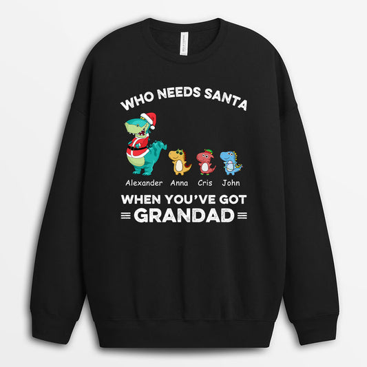 0583WUK2 Personalised Sweatshirt Gifts Dinosaur Grandpa Dad Christmas