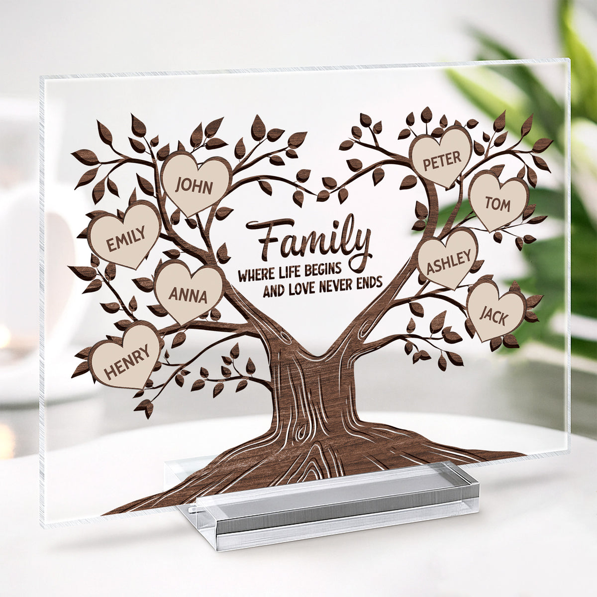 Personalized Family Tree Gifts - Acrylic Plaque With Stand - Personal Chic