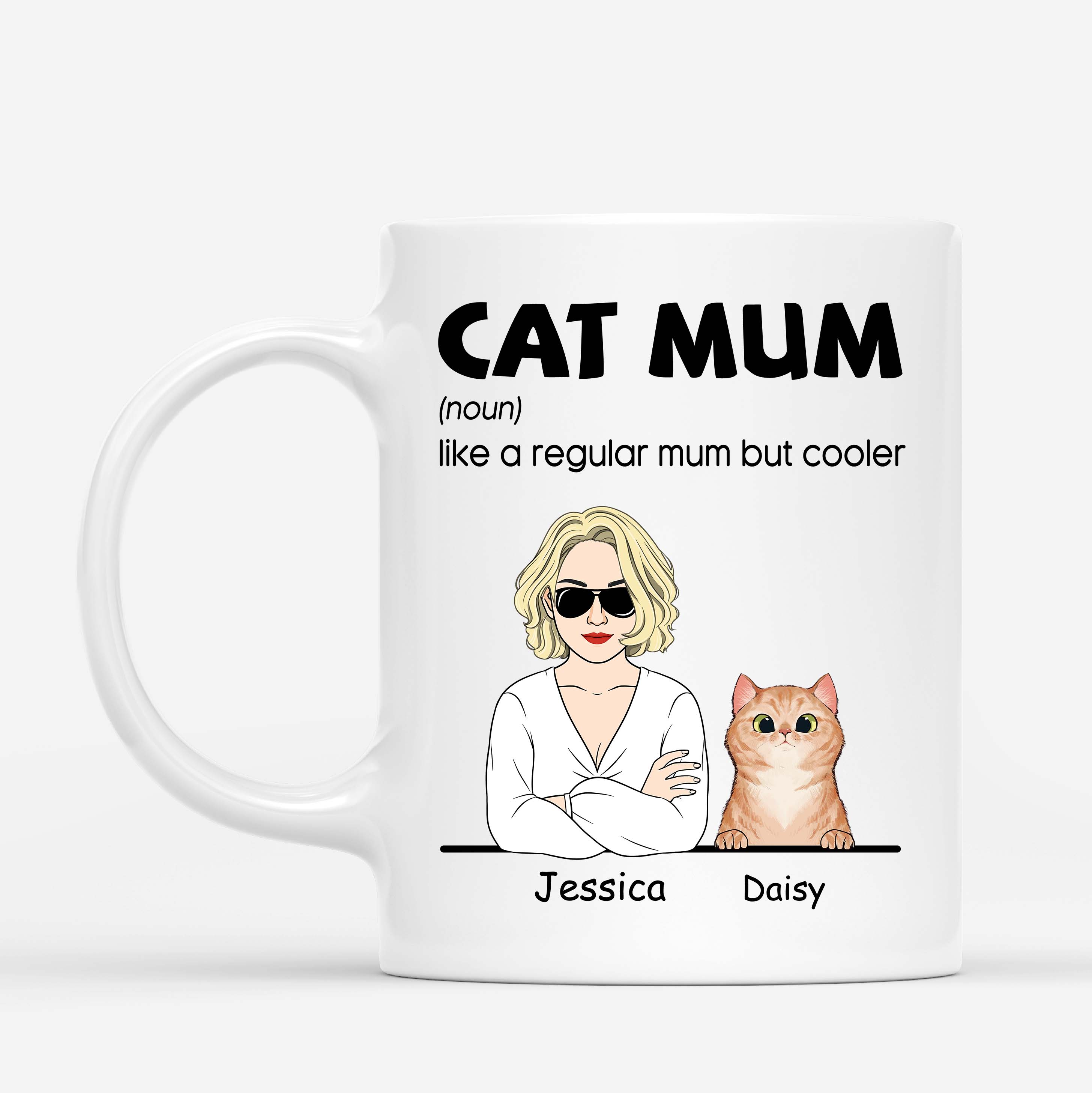 0798MUK1 Personalised Mugs Gifts Heart Cat Lovers