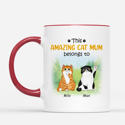 0902AUK2 Personalised Mug Gifts Flower Cat Lovers