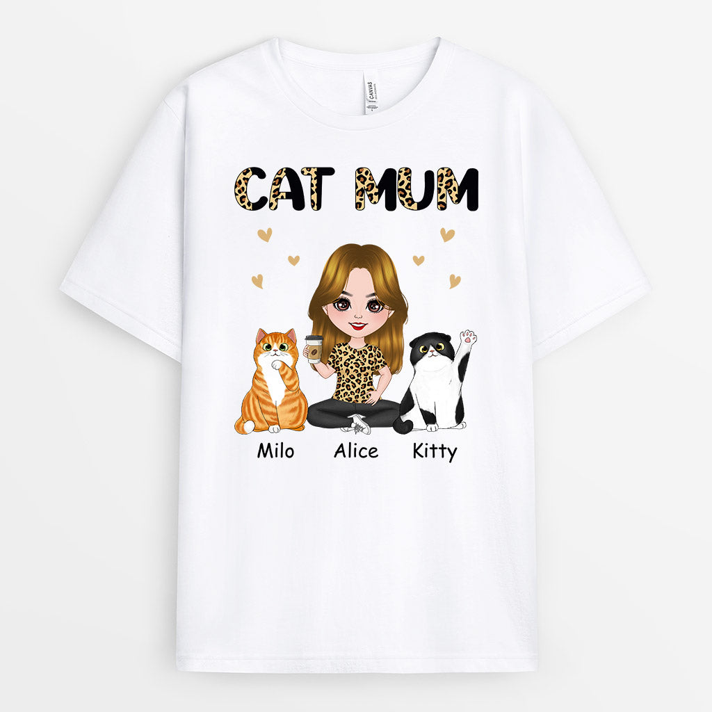 0915AUK2 Personalised T shirts Gifts Leopard Cat Lovers