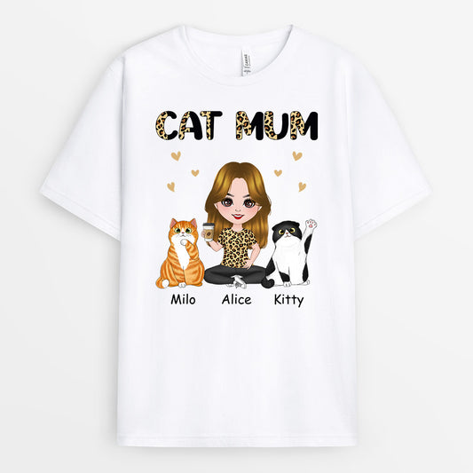 0915AUK2 Personalised T shirts Gifts Leopard Cat Lovers