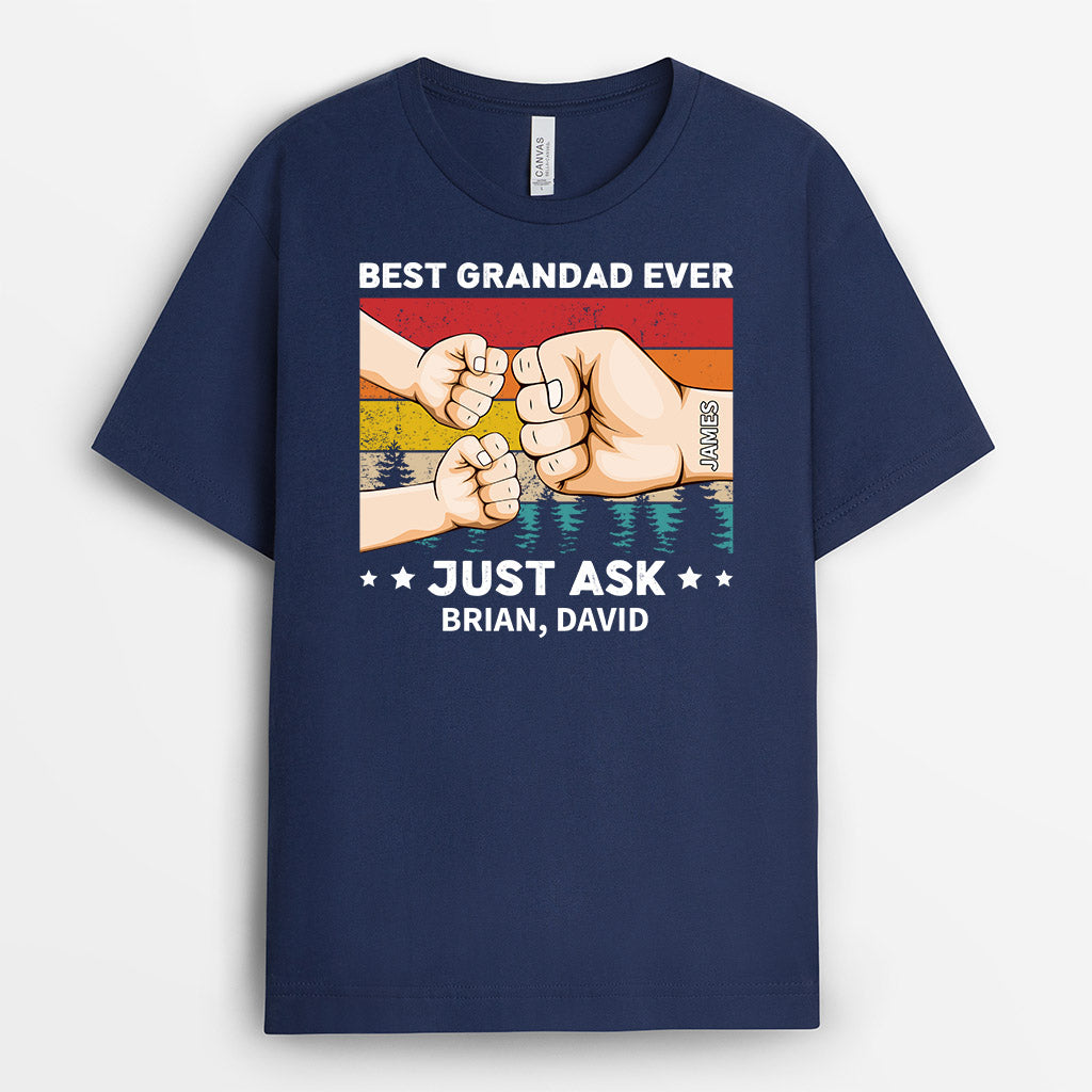 0927AUK1 Personalised T shirts Gifts Fist Bump Grandad Dad