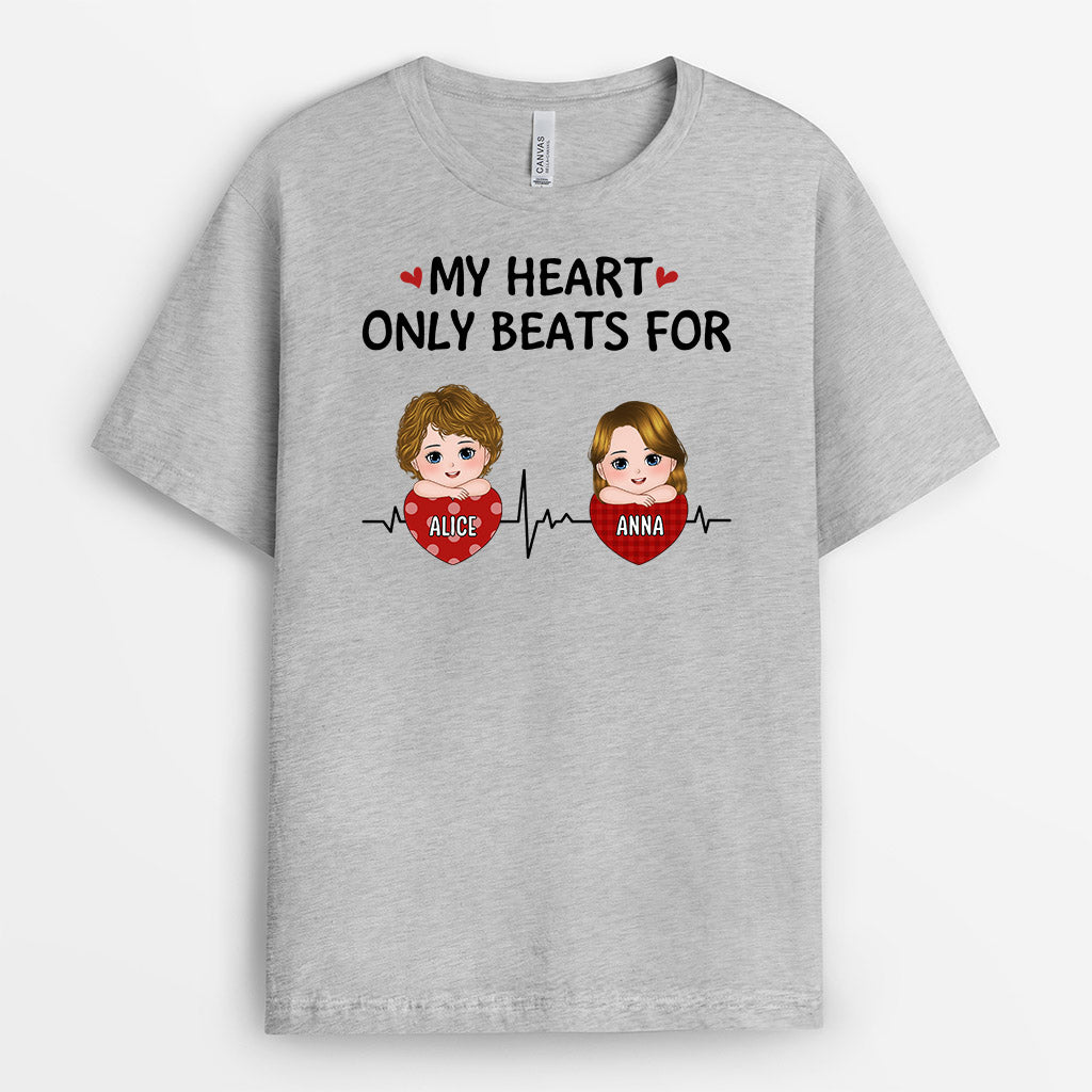 0928AUK2 Personalised T shirts Gifts Heartbeat Mum Dad
