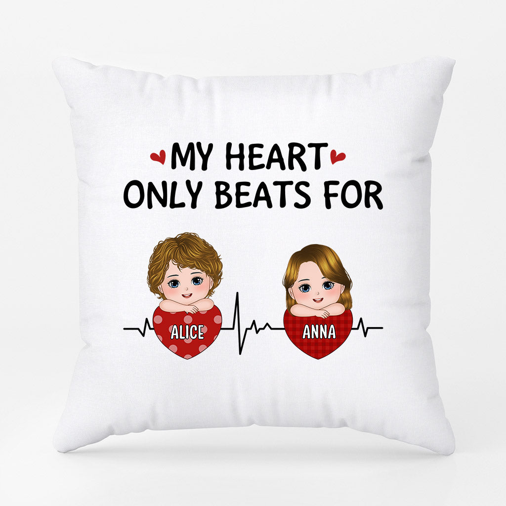 0928PUK1 Personalised Pillow Gifts Heartbeat Mum Dad