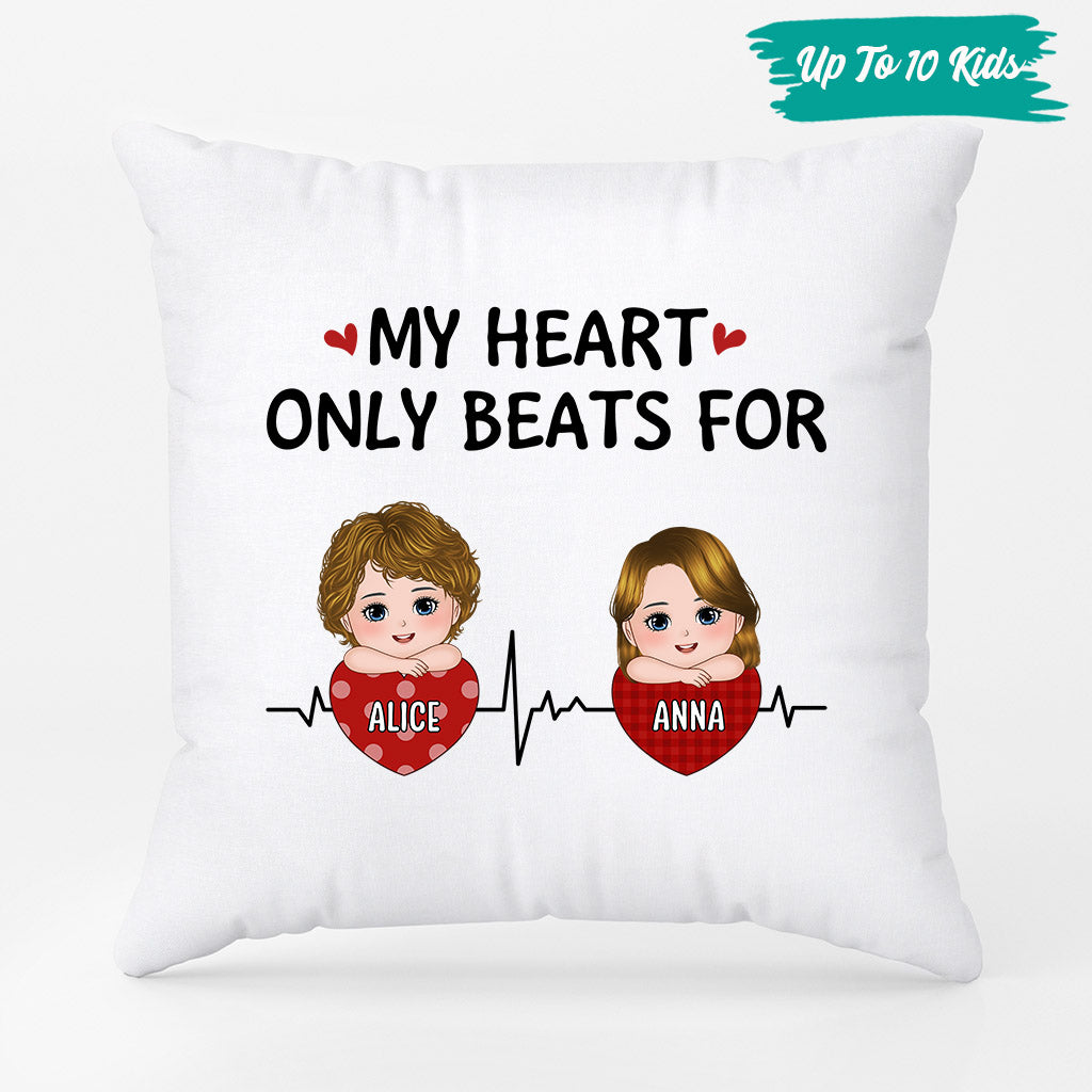 0928PUK2 Personalised Pillow Gifts Heartbeat Mum Dad