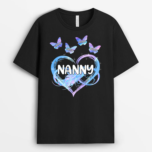 0929AUK1 Personalised T shirts Gifts Butterfly Grandma Mum