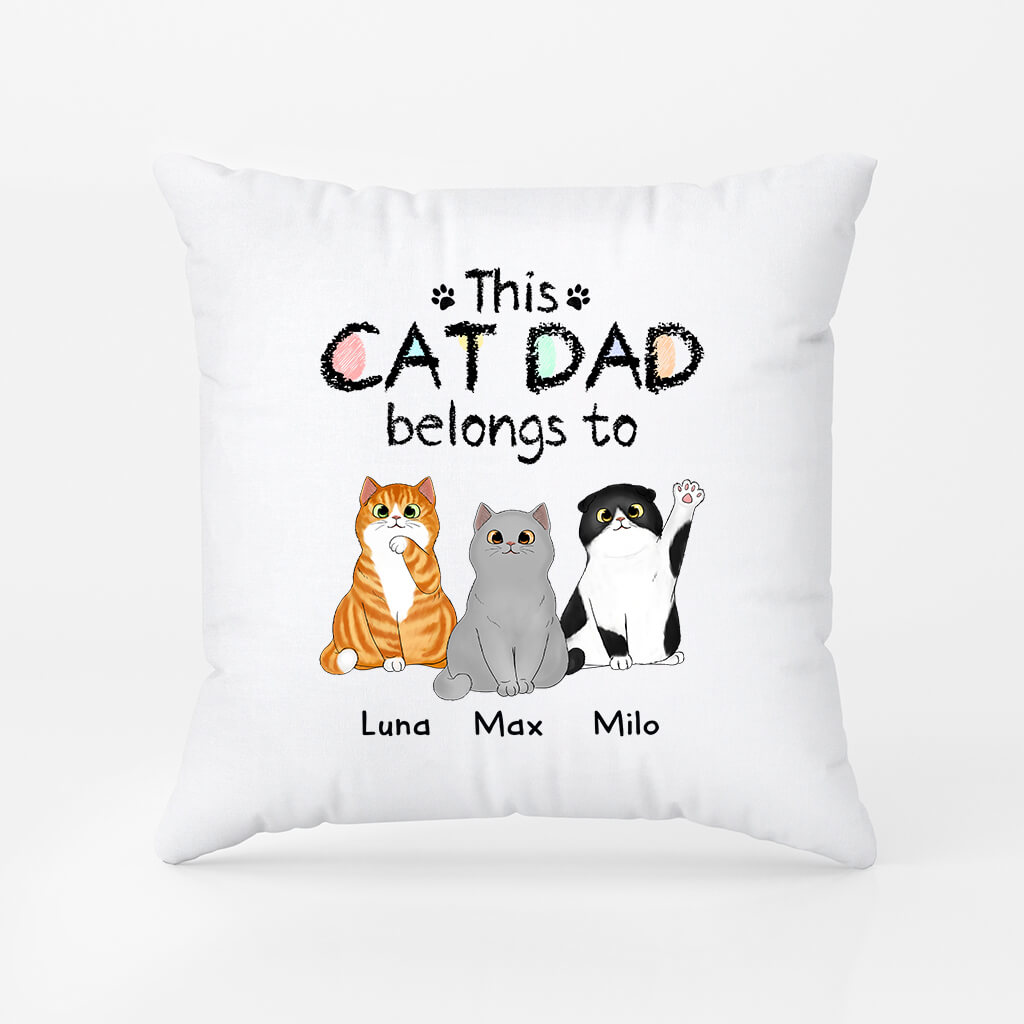 0938PUK2 this cat dad mum belongs to  personalised pillow for cat lovers